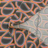Viscose imprimée tourbillon arc-en-ciel fond gris