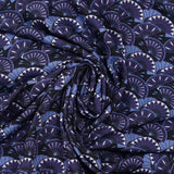Viscose imprimée éventail indigo et bleu