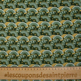 Viscose imprimée éventail ocre et vert