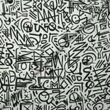Viscose imprimée graffitis noir fond blanc