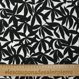Viscose imprimée feuilles de bambou noir fond blanc