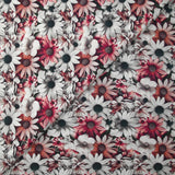 Viscose imprimée fleurs réalistes rose, gris et blanc