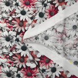 Viscose imprimée fleurs réalistes rose, gris et blanc