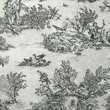 Viscose imprimée toile de Jouy noir fond blanc cassé