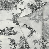 Viscose imprimée toile de Jouy noir fond blanc cassé