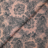 Viscose imprimée éléphant et forêt fond rose poudré