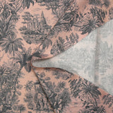 Viscose imprimée éléphant et forêt fond rose poudré