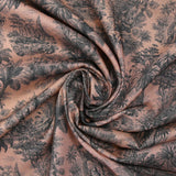 Viscose imprimée éléphant et forêt fond rose poudré