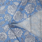 Viscose imprimée fleurs de Jaipur fond bleu ciel