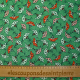 Viscose printed wedding flowers green background