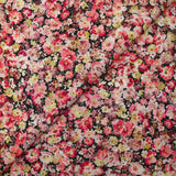 Viscose printed with raspberry heather and yellow black background