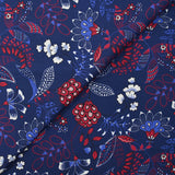Viscose imprimée fleurs du Rajasthan rouge fond marine
