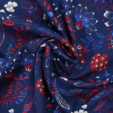 Viscose imprimée fleurs du Rajasthan rouge fond marine