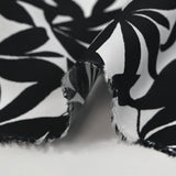Viscose imprimée feuilles de bambou noir fond blanc