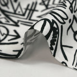 Viscose imprimée graffitis noir fond blanc