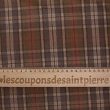 Velours côtelé 100% coton 1 mm à carreaux bleu, rouge et marron