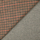 Drap de laine mélangée pied-de-poule marron et rouille fond beige