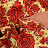 Maille de viscose et coton coquillage rouge fond doré