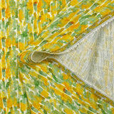 Lin viscose imprimé taches de peinture vert et jaune fond blanc