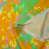 Viscose satin printed mustard floral mist green background