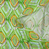 Viscose satin with retro disco green background print