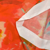 Viscose imprimée artistique fond rouge corail