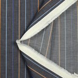 Fancy cotton striped blue and camel midnight blue background