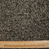 Laine mélangée bouclettes noires chevrons 60mm marron et écru