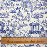 Cotton printed toile de Jouy Maël blue ecru background