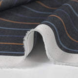 Fancy cotton striped blue and camel midnight blue background