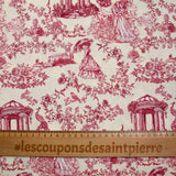 Coton imprimé toile de Jouy Maël bordeaux fond écru