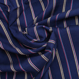 Viscose tissée teinte rayé rouge fond marine