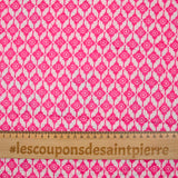Coton matelassé double face fleurs fuchsia et vert au mètre