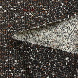 Brocart aspect tweed lurex cuivre fond noir et blanc