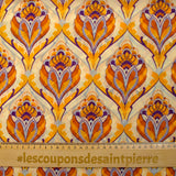 Maille de polyamide fine imprimée tapisserie orange fond jaune beurre