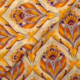 Maille de polyamide fine imprimée tapisserie orange fond jaune beurre