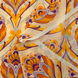 Maille de polyamide fine imprimée tapisserie orange fond jaune beurre