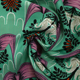 Crêpe viscose imprimé bel air fond turquoise