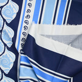 Coton imprimé petit bateau et coquillage fond blanc