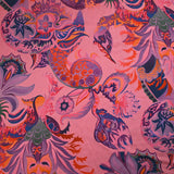 Satin polyester fin imprimé souvenir botanique fond rose