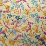 Satin de soie et viscose imprimé oiseaux fond jaune beurre