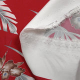 Twill de viscose imprimé Hawaii fond rouge fraise