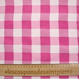Polyviscose tissée-teinte vichy 30 mm blanc et rose