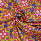 Coton imprimé ethnique Bunnik rose et jaune
