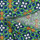 Coton imprimé ethnique Bunnik vert et marine