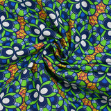 Coton imprimé ethnique Bunnik vert et marine