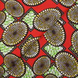 Coton imprimé ethnique Beilen fond rouge