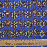 Coton imprimé ethnique Holten marron fond bleu roi