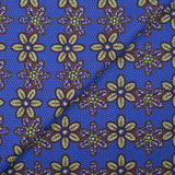 Coton imprimé ethnique Holten marron fond bleu roi