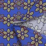 Coton imprimé ethnique Holten marron fond bleu roi